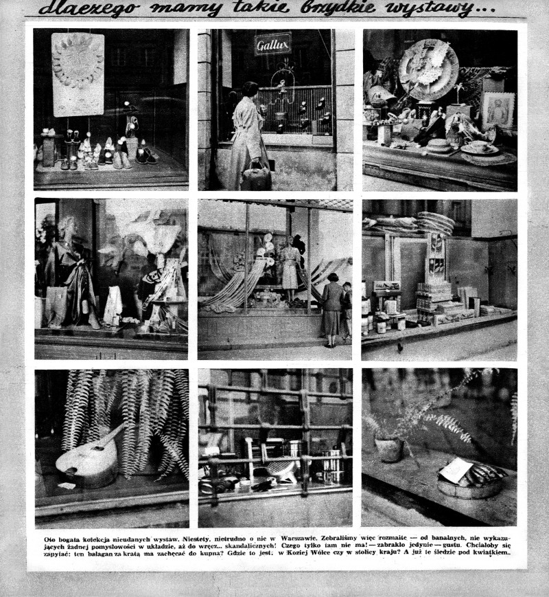 Dlaczego mamy takie brzydkie wystawy? Fotoreportaż Zbyszka Siemaszki, „Stolica” nr 26, 1955